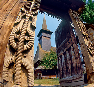 Carved gate in Maramures, Northern Romania