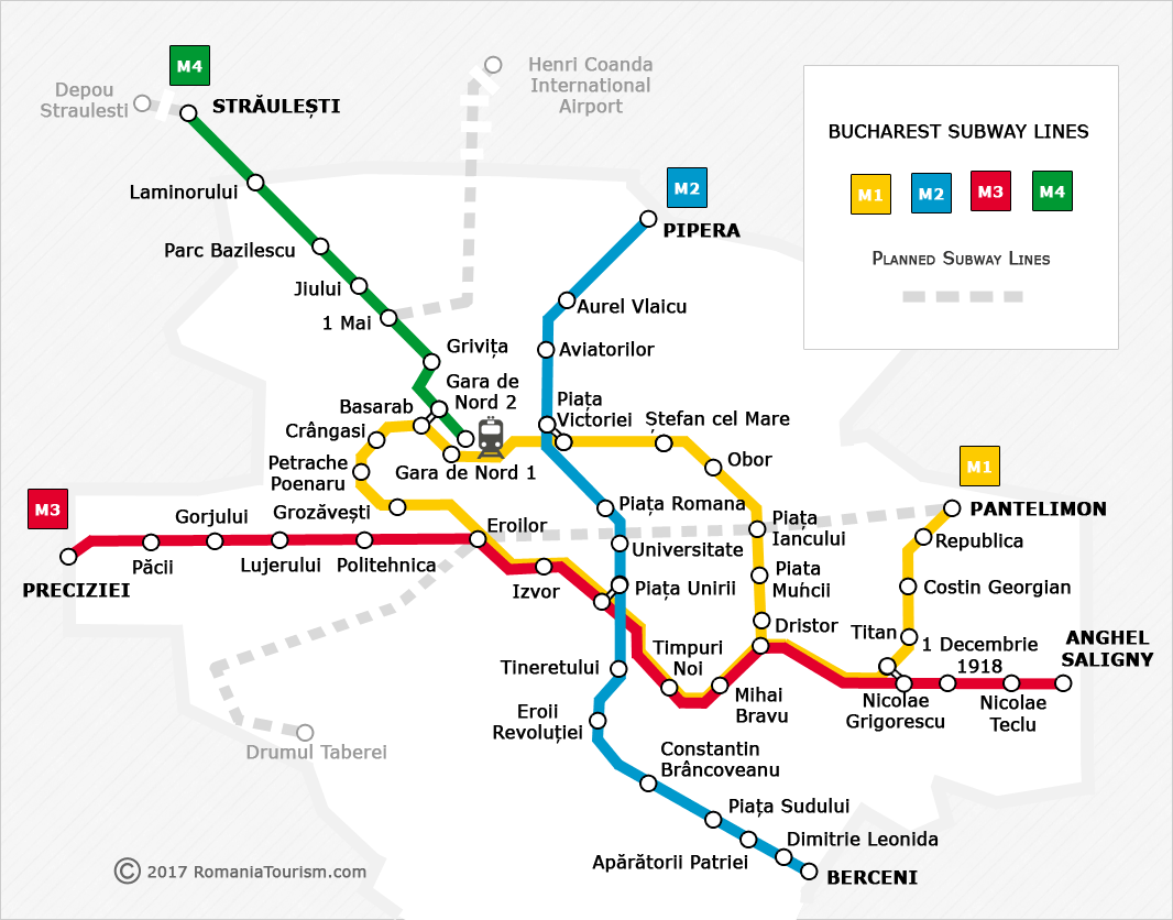 Bucharest Subway Map (Harta Metrou Bucuresti)