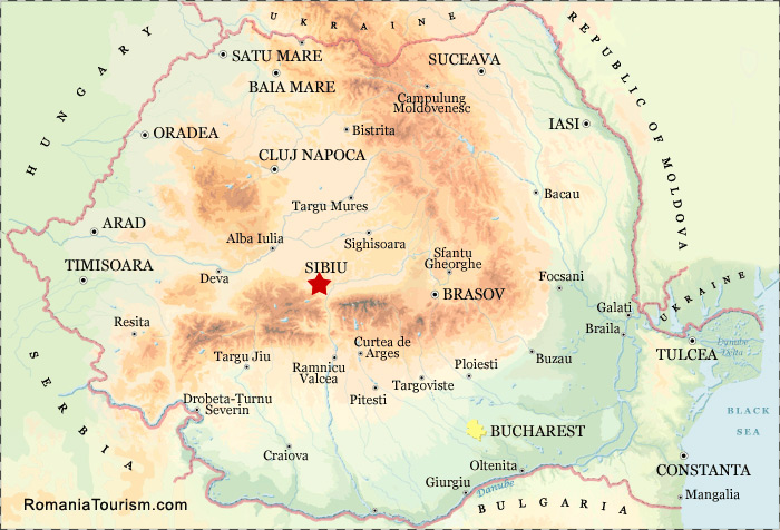 Sibiu on Map (Harta Sibiu - localizare)