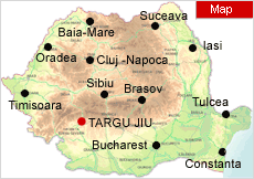 Targu Jiu on map - Romania Physical Map