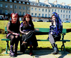 Goth Girls Adorning Whitby's Bram Stoker Memorial Seat