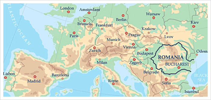 Romania in Europe - Location Map