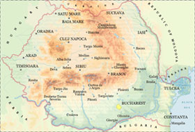 Romania Physical Map, Location - Map of Europe