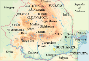 Romania Physical Map - Romanian Regions and Cities on Map