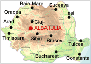 Alba Iulia on Map - Romania Physical Map