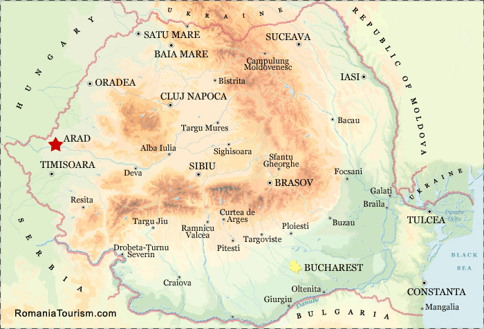 Arad on Map (Harta Arad - localizare)