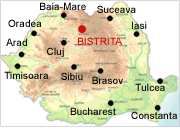 Bistrita on map - Romania Physical Map