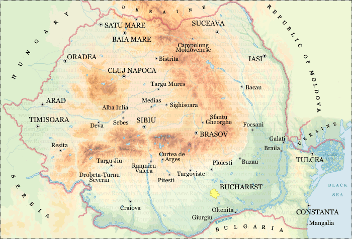 Harta Romaniei   Romania Physical Map 