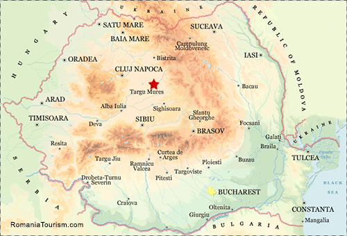 Targu Mures on Map