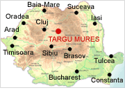 Targu Mures on map - Romania Physical Map